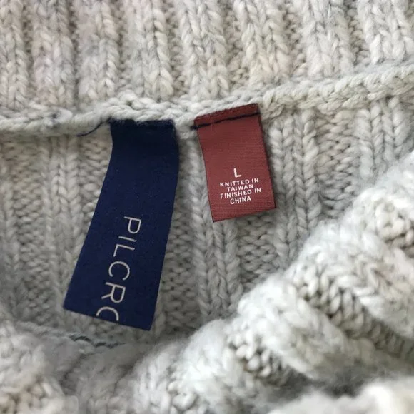 Pilcro Letterpress Anthropologie Sweater Long Sleeve, Cowl Neck Blue Cream Large - Picture 3 of 11